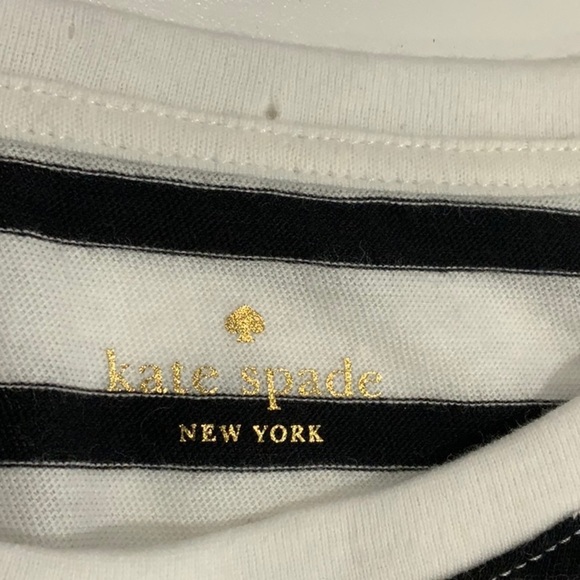 Kate Spade Broome Street Black and White Stripe Long Sleeve Ruffle Tee B10 - Picture 8 of 8